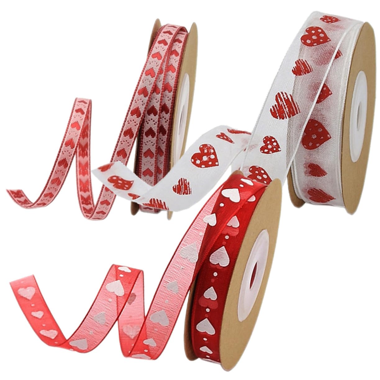 NUOBESTY 9rollen Valentinstag Herzband Liebe Herzmuster Dekoratives Geschenkband Teiliges Für Party Und Hochzeitsdekoration Hochwertiges Und Langlebig
