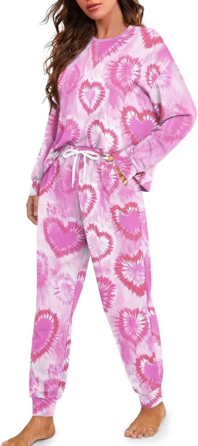 Rnyleeg Lounge Sets for Women with Long Sleeve and Long Pants Soft Pajama Sets for Women 2 Piece Casual Outfits Loungewear