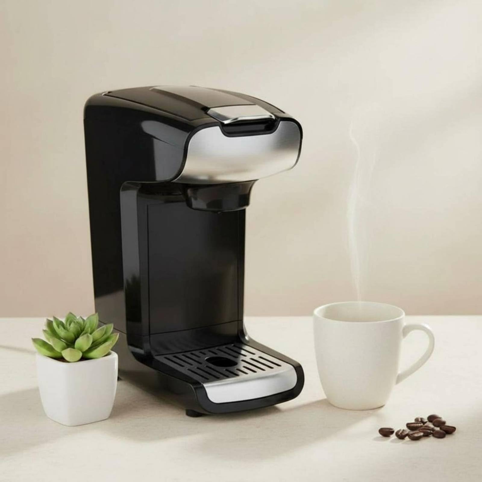 predolo Cafetera de Cápsulas y Café Molido Diseño Compacto Cafetera Eléctrica Monodosis Apagado Automático para Cocina, Oficina