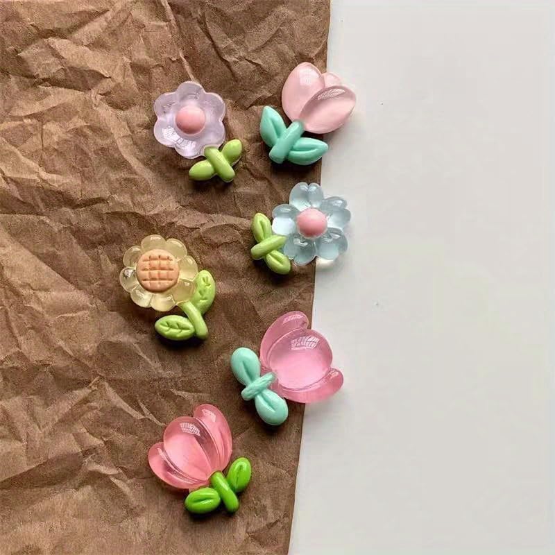 Set 6 imanes decorativos de flores para refrigerador miniatura 1
