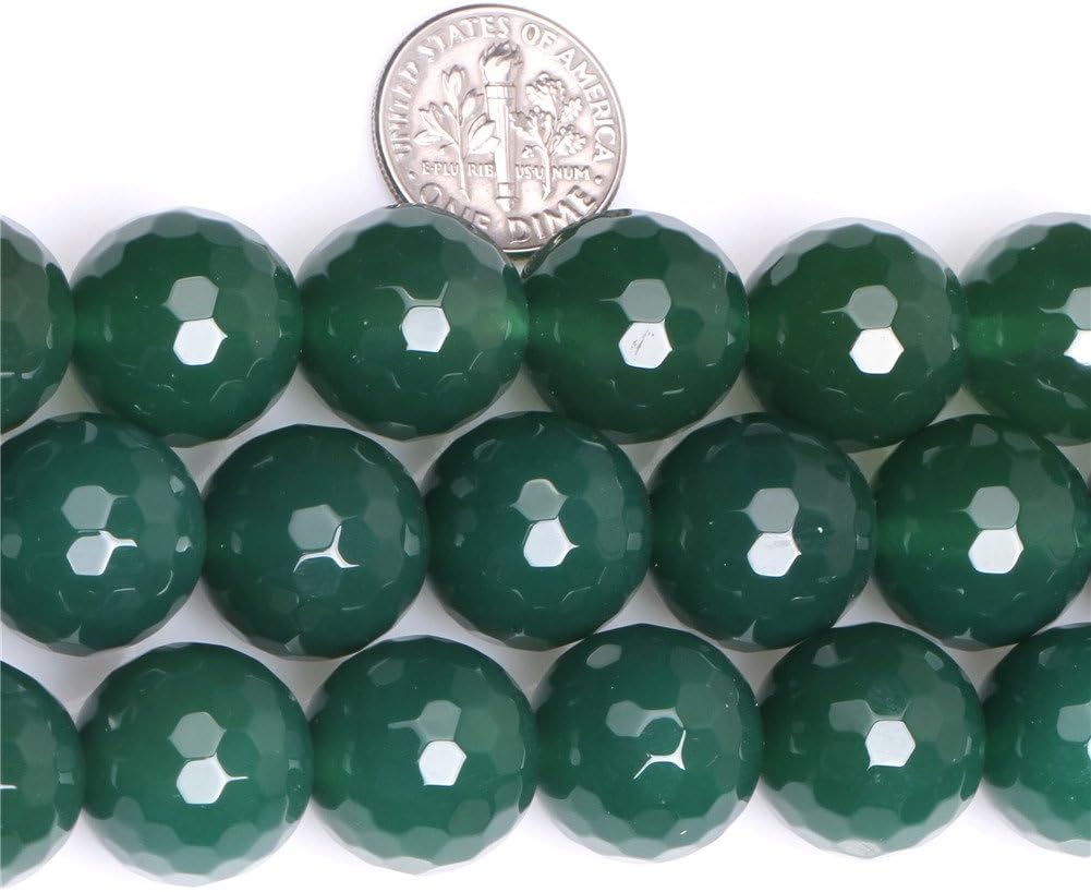 Sweet & Happy Girl's Store 16mm Round Faceted Gemstone Green Agate Beads Strand 15 Inch Jewelry Making Beads - Image 5