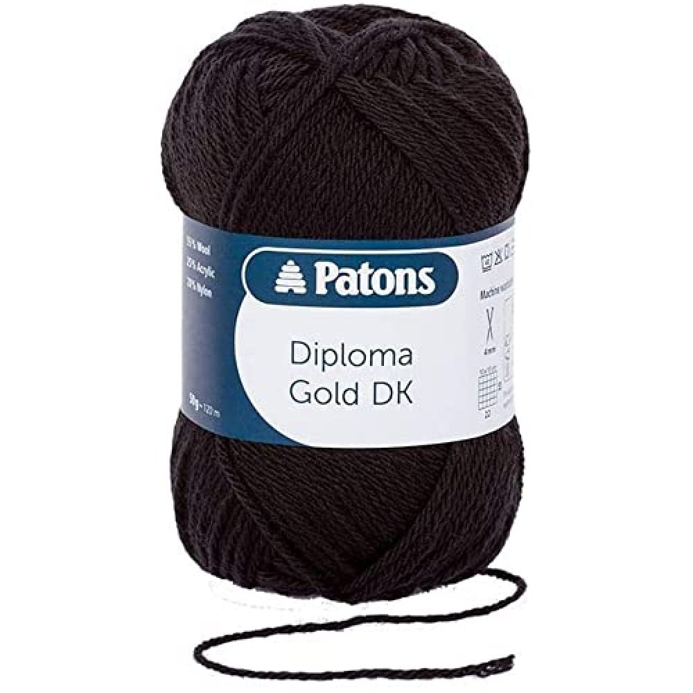 Patons Knitting Yarn, Wool Acrylic Nylon, Black, One Size