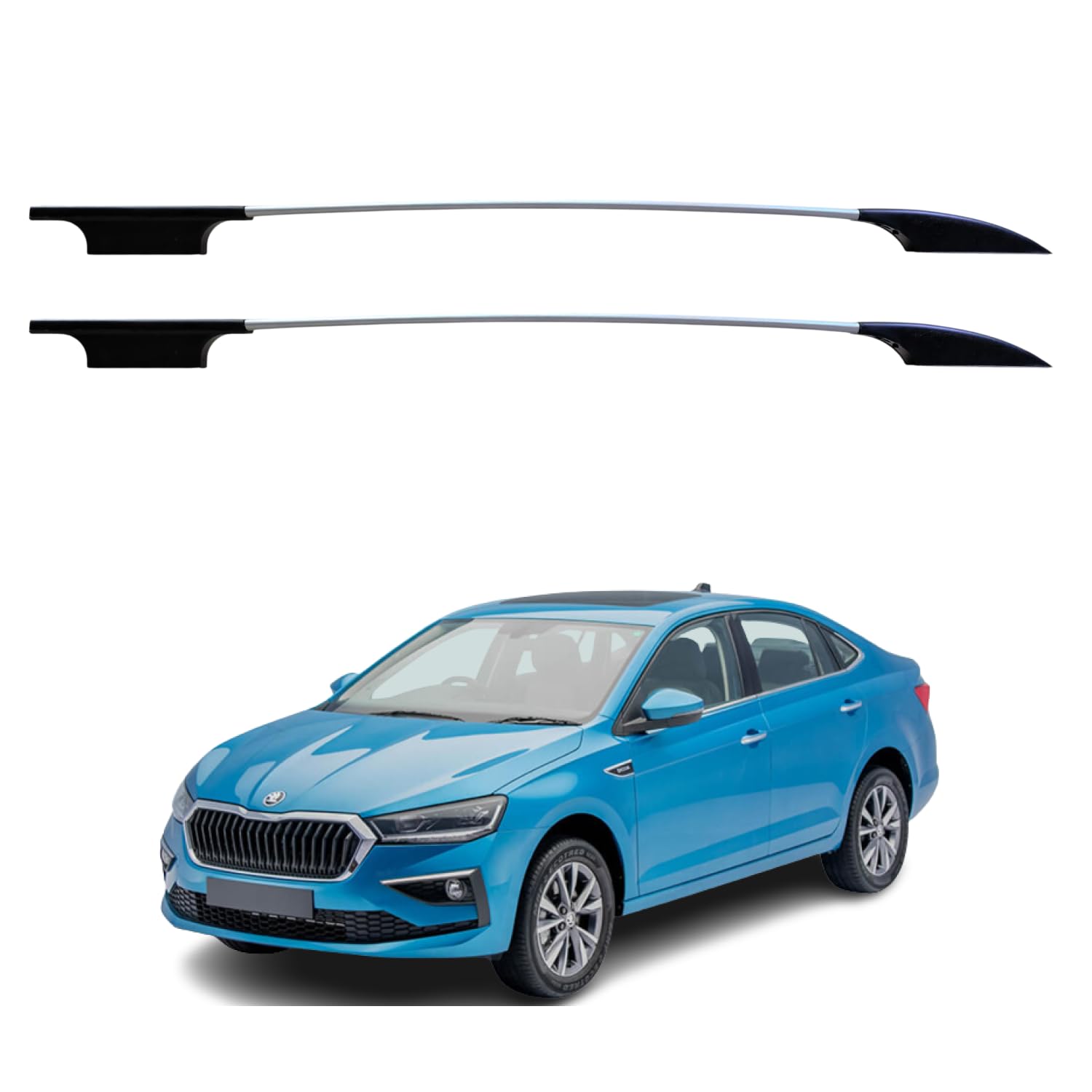 Aksmit Universal Car Roof Rail | No Drill Roof Rail with Original 3M Adhesive Tape | Metal Bar + ABS Plastic Base | Pair of 2, Silver | Fits Most Cars, Hatchbacks, Sedans & SUVs D31-image-30