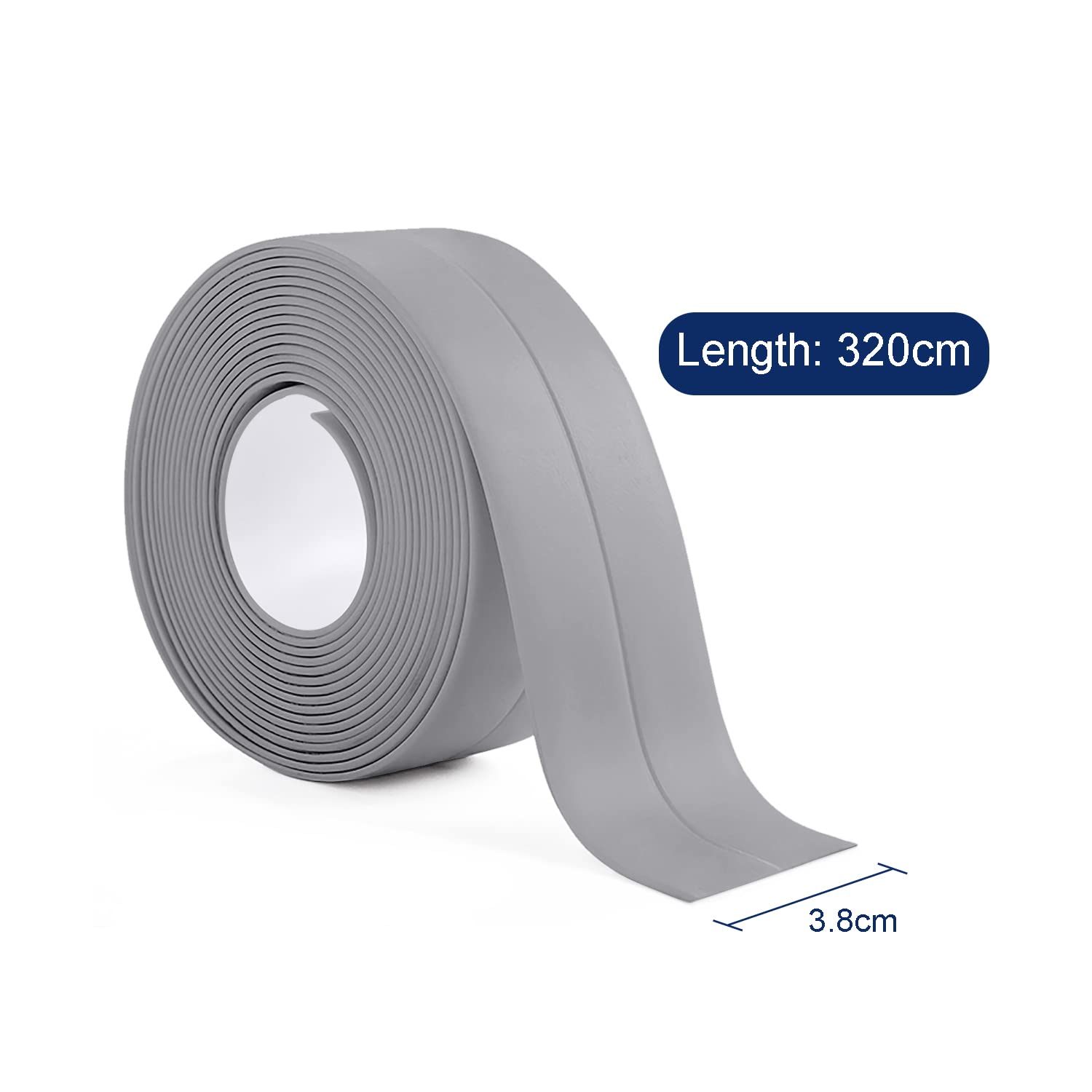 2 Rollos Cinta Selladora Autoadhesiva,Cinta de Calafateo Impermeable para Fregadero de Cocina Baño Bañera Juntas de Pared (gris)