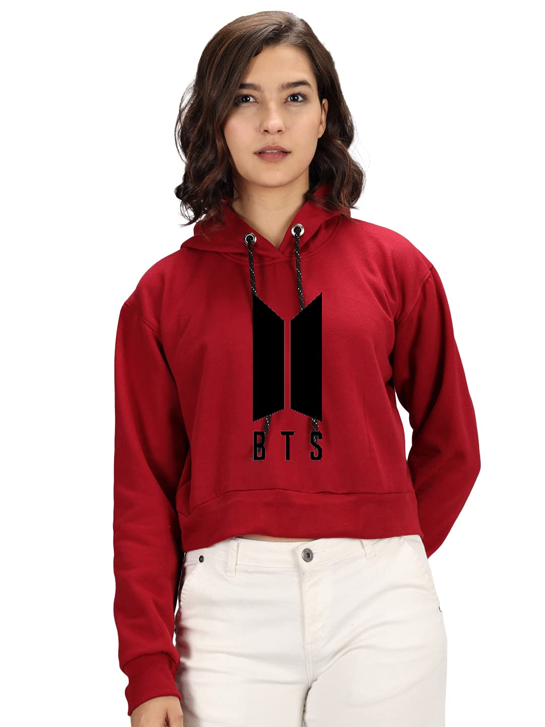 imsa moda Women's Cotton Cropped Hooded Neck Hoodie-picture-9