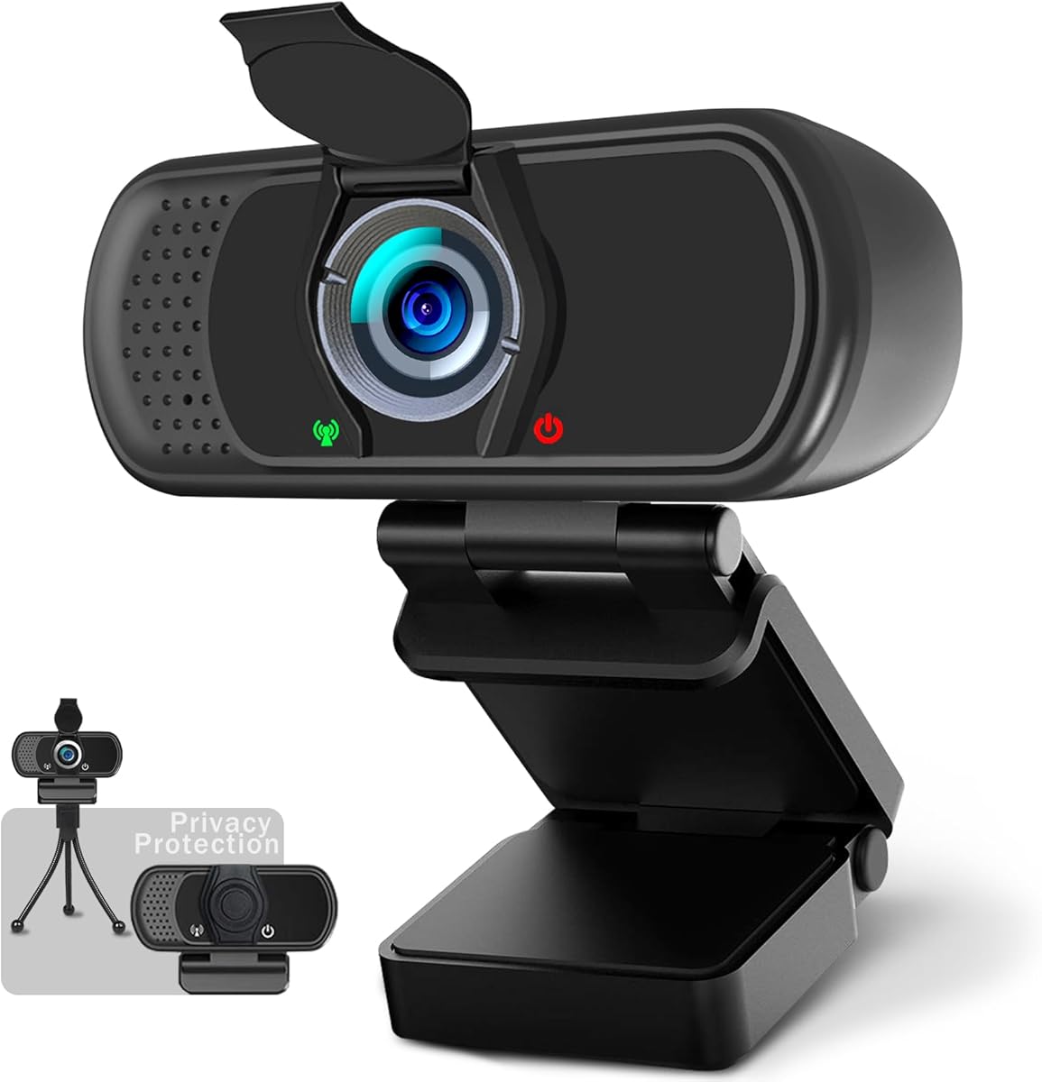 1080p Webcam with Microphone, USB PC Camera 110-Degree Wide Angle Webcam with Tripod/Privacy Cover,Plug and Play Web Camera for Desktop Computer Laptop mac Video Conferencing Streaming