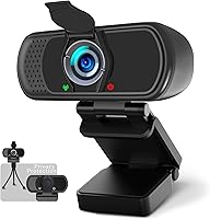 Vista 1 de 1080p Webcam with Microphone, USB Web Camera 110-Degree View Angle Computer Camera,Webcam Tripod/Privacy Cover included,Plug and Play Web Cam for pc