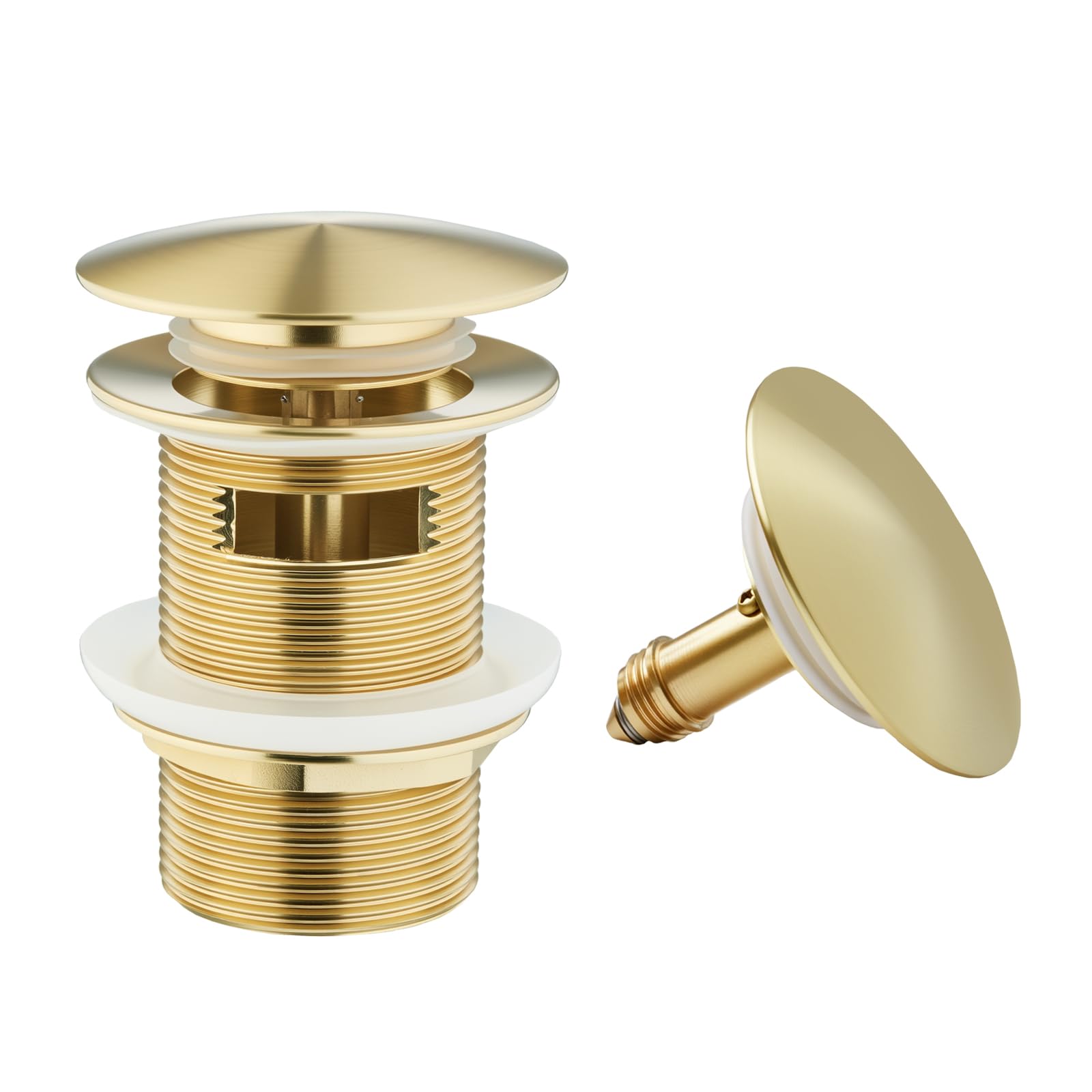 Freestanding Bathtub Drain Brass Pop-up Bathtub Drain Plug,Suitable for Most Freestanding Bathtubs Comes with a Cover and a Pop-up Core for Replacement (Brushed Gold)