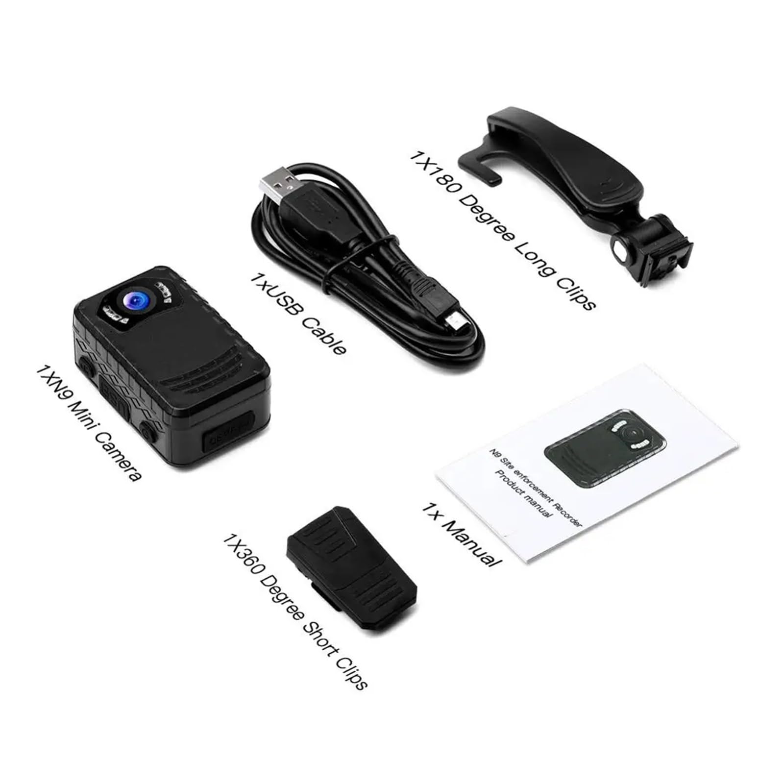 Kamery szpiegowskie Mini kamera korpusowa N9 Full HD 1296P Mała przenośna kamera policyjna noktowizyjna obsługuje kamerę korpusową DVR 256G w celu wykonania usługi, rejestracji dostawy, gromadzenia do