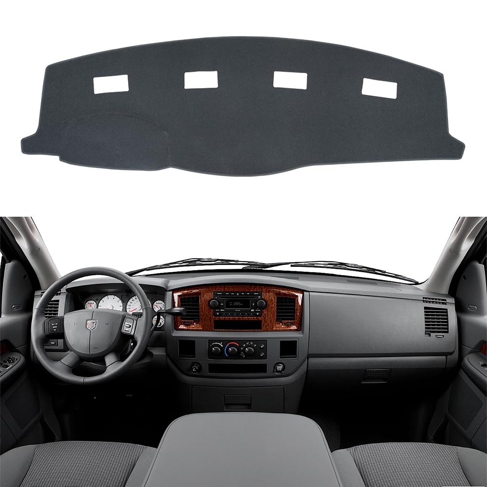 BLIBLIUNIT Dashboard Cover Dash Mat Pad Custom Fit for 2006-2008 Dodge Ram 1500 2500 3500,2009 Ram 2500 3500 4500 5500,2010 Ram 4500 5500 Without Cutout for Dash Speakers (06-08 Dark Gray)