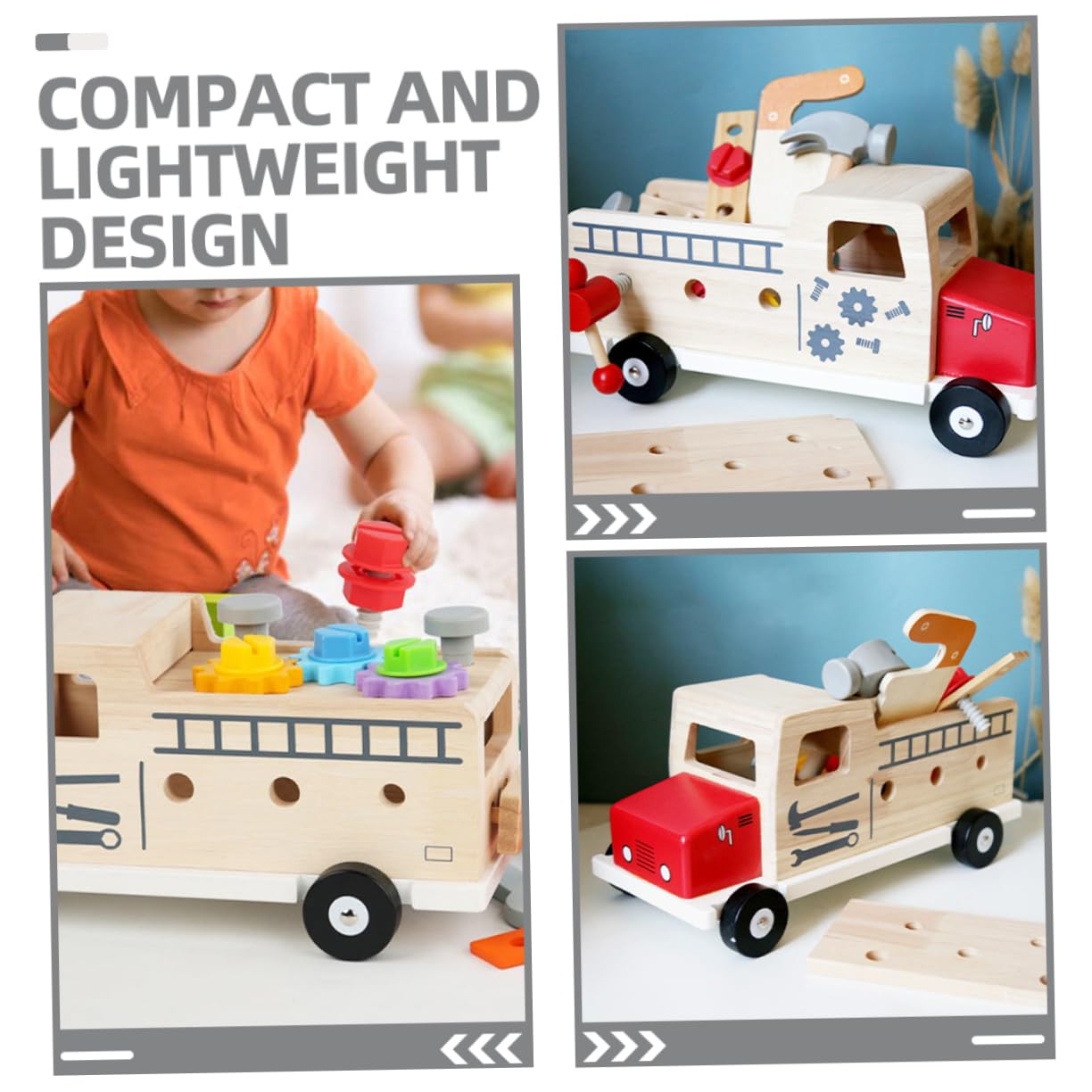 Holz Werkzeugkoffer Set für Kleinkinder Pädagogisches Lernspielzeug mit Schrauben Fördert Feinmotorik Rollenspiel Sicher und Vielseitig für Jungen und Mädchen