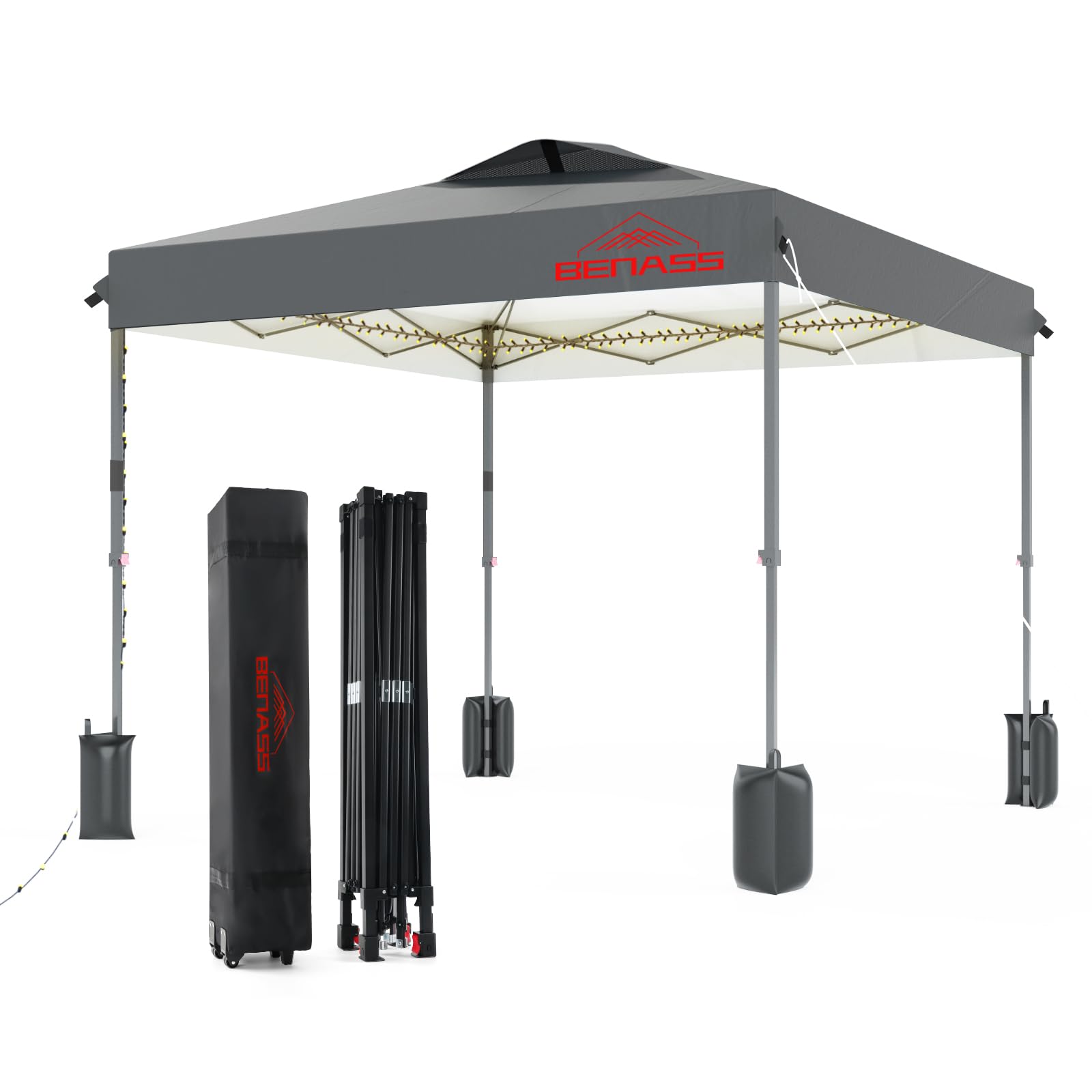 Benass 12x12 Pop Up Canopy Tent Light Grey