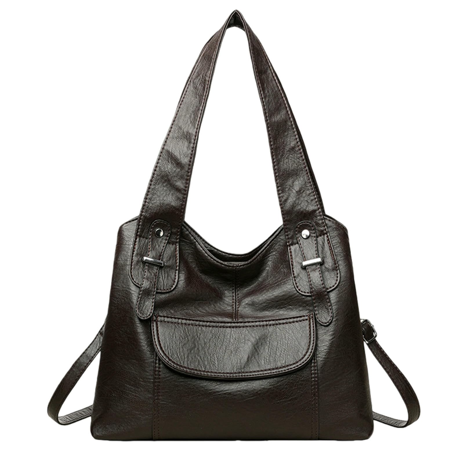 ZCABYBD East-West Crossbody Bag Women's Casual Shoulder Bag, Large-capacity Soft Leather Handbag, Commuter Tote Bag-brown