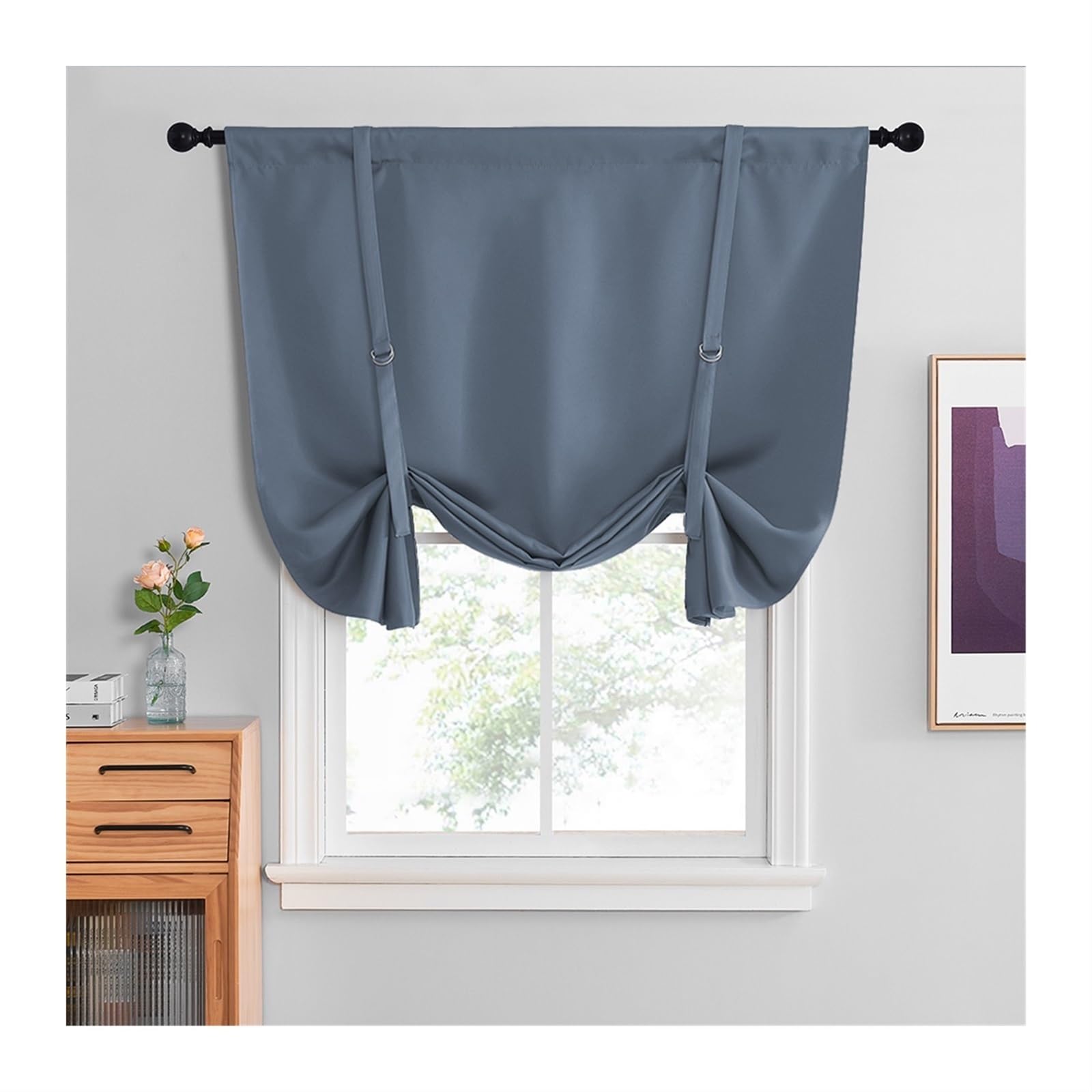 Rideau romain occultant W132 x L114 cm modèle gris C49 pour petite fenêtre