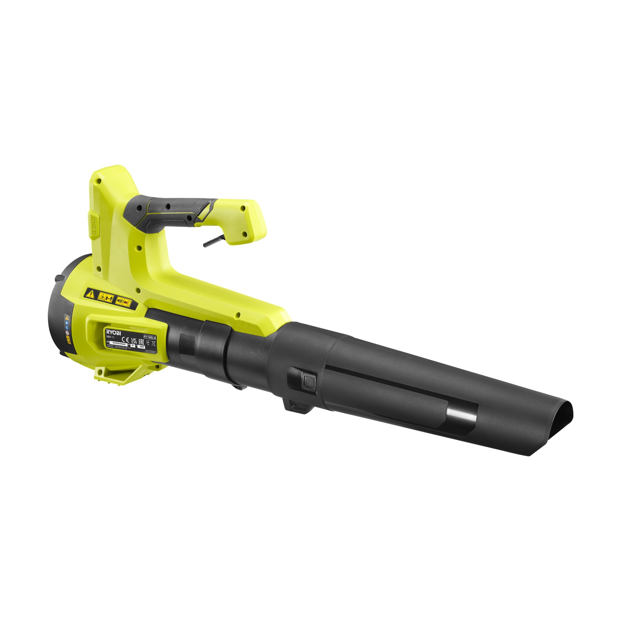 Ryobi RY18BLB-0 Soplador inalámbrico One+ de 18 V (batería y Cargador no incluidos) | RY18BLB-0, Hyper Green, diseño de ventilador axial, alta velocidad de aire, limpia hojas y desechos