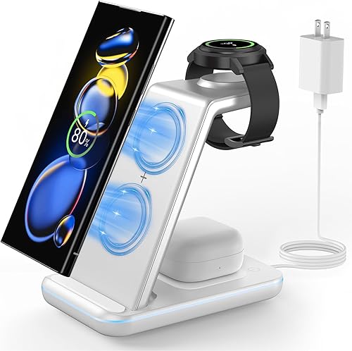 Miniatura 1 de Estación de carga inalámbrica para dispositivo Samsung soporte de cargador de teléfono JoyGeek 3 en 1 para Galaxy Watch7 Pro76543Active21
