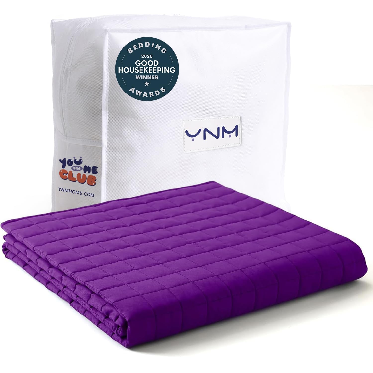 YnM 5lbs Weighted Blanket, Cotton Heavy Bed Throw Blanket with Cooling Glass Beads for All Season Use, Ideal for ~40lbs (41x60 Inches, Twin, Fuchsia Purple)