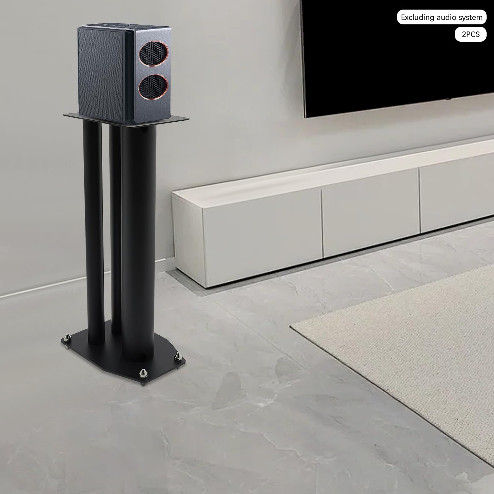 Supporto per altoparlante indipendente, in ferro moderno, nero, per soggiorno, studio, home theater, altezza regolabile
