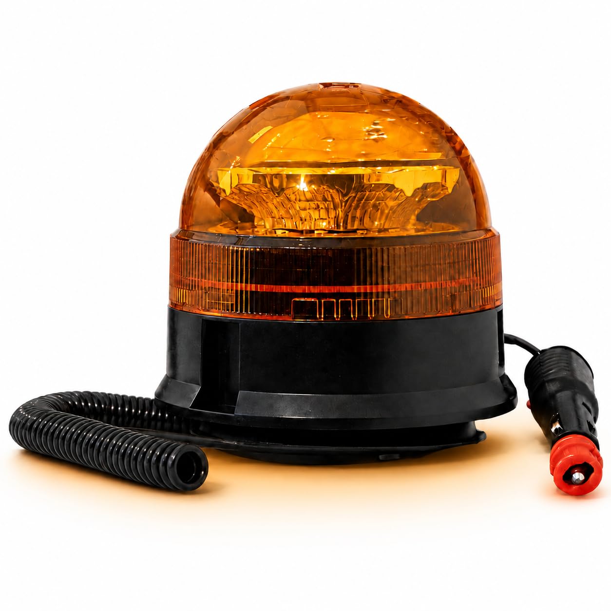 Rundumleuchte Magnet 12V 24V – LED Warnleuchte Orange mit Magnetfuß und Zigarettenanzünder-Stecker – 3 Blitzmuster, ECE R65 R10 StVZO Zulassung, IP67, für Traktor LKW Pannenhilfe