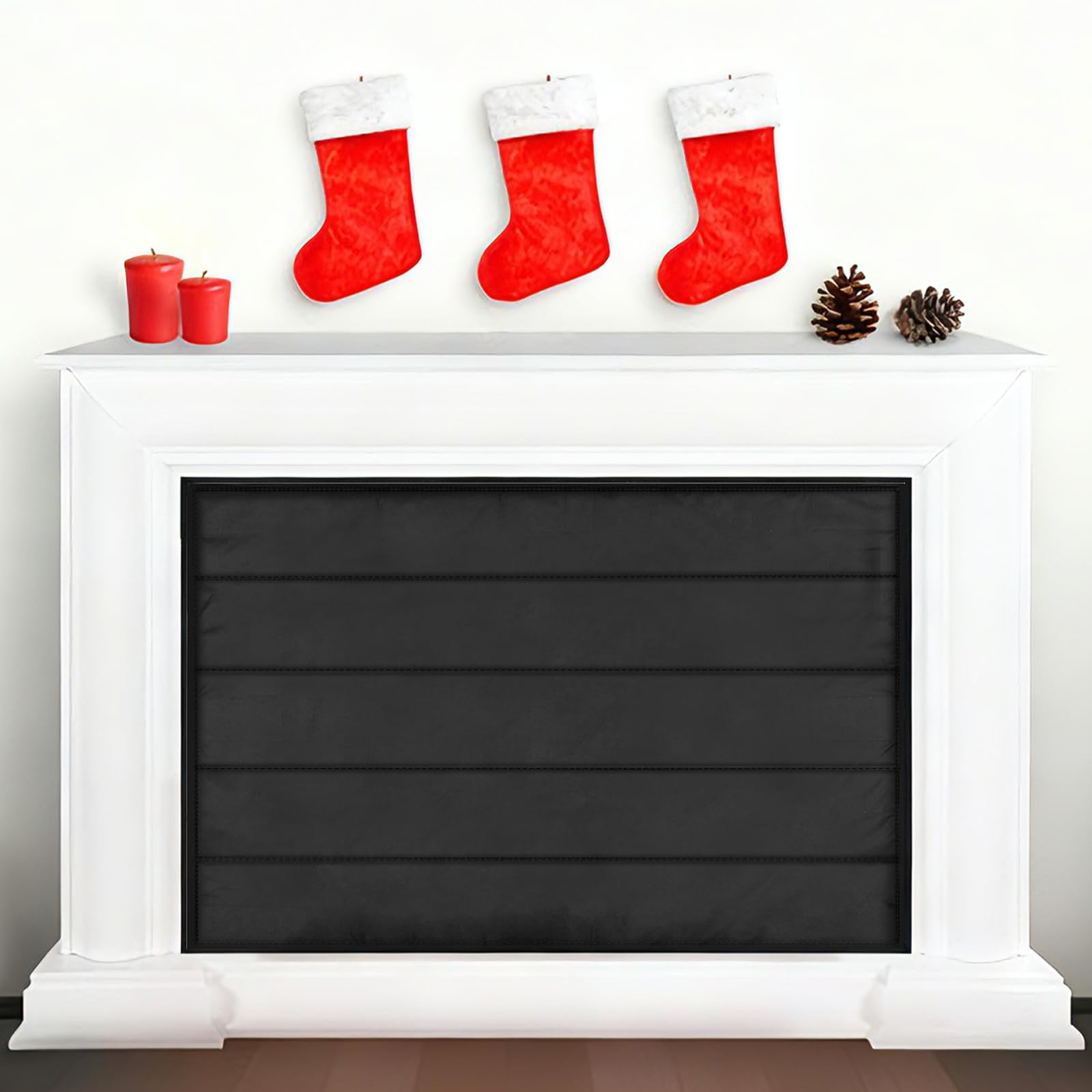 磁気暖炉用ブランケット 熱損失用 屋内暖炉カバー 下書きを防止 熱損失を防止 暖炉ドラフトストッパー 12個の強力なマグネット内蔵 鉄製暖炉フレーム用 エネルギーセーバー 39インチx32インチ