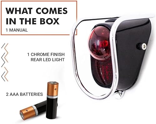 Miniatura 5 de Luces traseras LED traseras para bicicletas, estilo vintage negro brillante con lente roja y carcasa negra, accesorios de velocipede para bicicleta