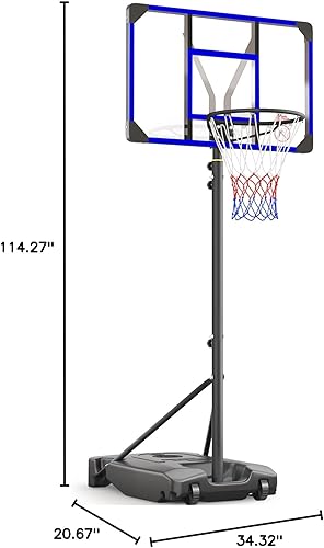 Miniatura 9 de Aro de baloncesto para niños al aire libre de 4.82 a 8.53 pies, ajustable, portátil, aros de baloncesto y porterías para niñosadolescentesjóvenes en