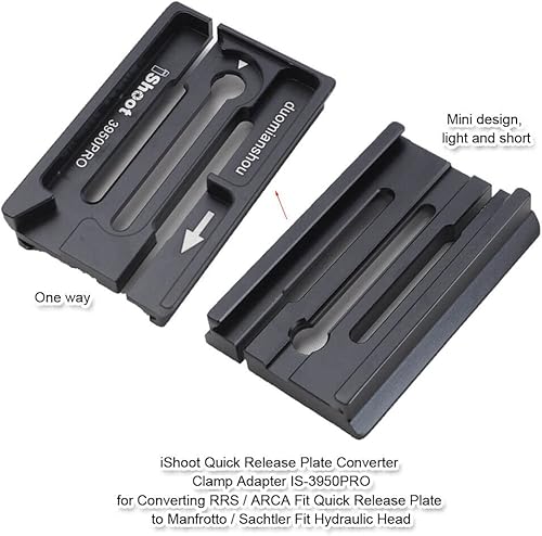 Miniatura 2 de iShoot Adaptador de placa de liberación rápida convertidor de abrazadera para convertir 1.535 in Arca-Swiss Fit QR-Plate utilizado para 1.969 in