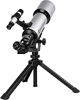 Vista 11 de BARSKA Starwatcher telescopio refractor de 400 x 70 mm con trípode de mesa y funda de transporte
