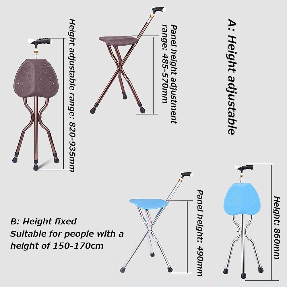 MObyat Andador para Ancianos,Silla para Caminar Trípode Plegable para Personas Mayores: aleación de Aluminio Ajustable en Altura portátil con luz LED, muletas para Personas Mayores Andador para CAM