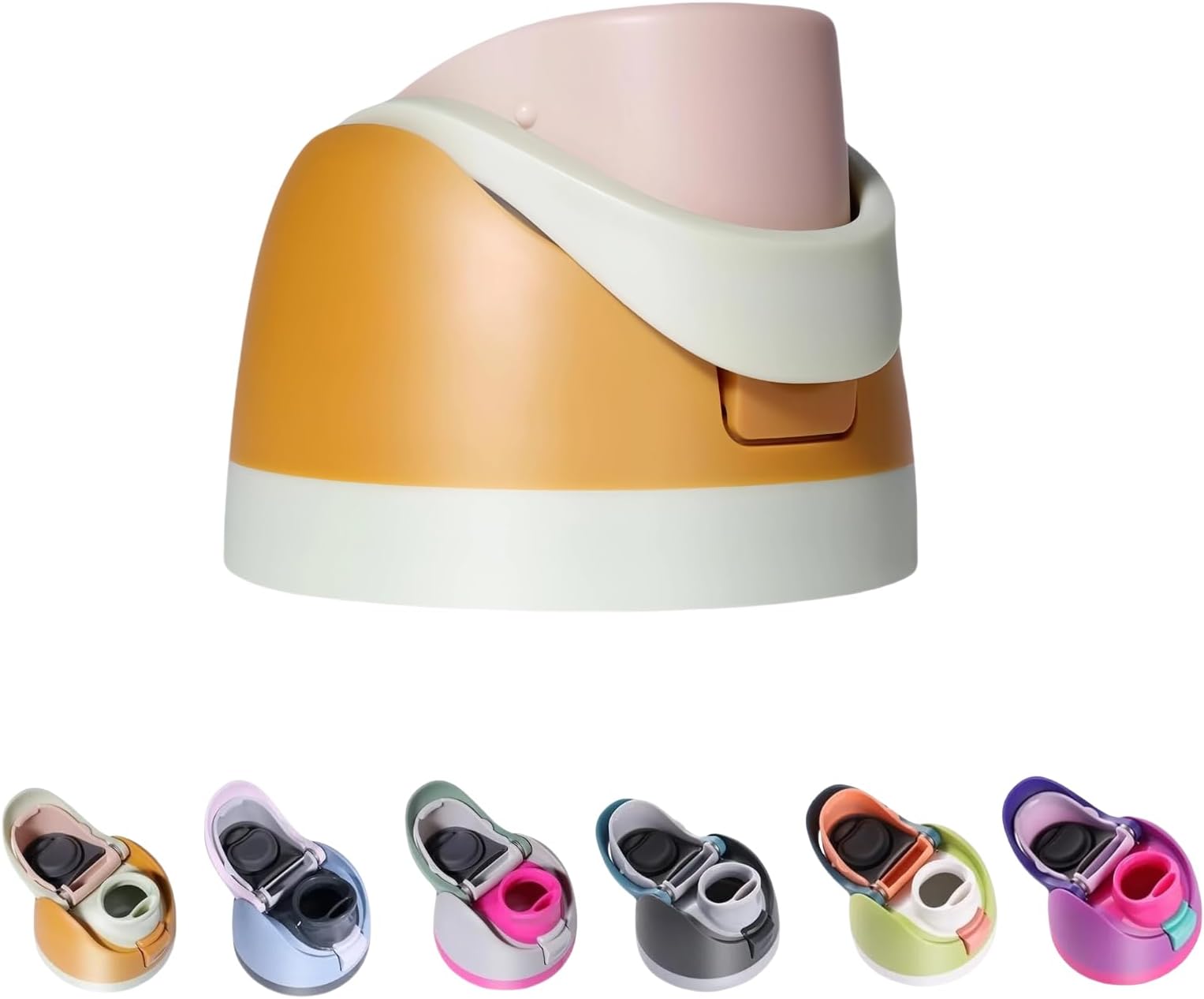 Replacement Lid for Owala Freesip, One Button Top Replacement, Leakproof BPA-Free School Water Bottle Cap Replacement Compatible with Yellow Owala 40oz 32oz 24oz 16oz (Yellow Desert)