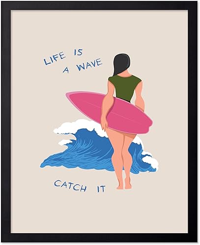 Miniatura 99 de Poster Master Impresión de surf – Life Is A Wave Catch It Poster – Arte retro de playa – Diseño de pared motivacional – Arte de surf – Decoración