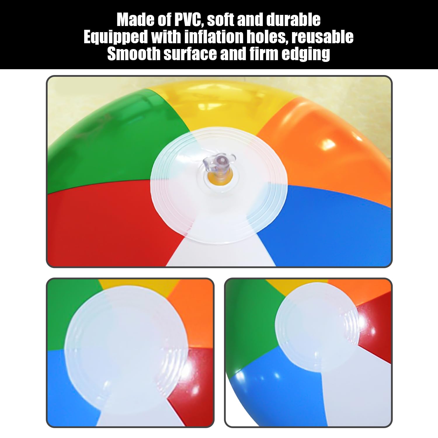 USHXVG 4 Beach Six-Color Balls, 1 Mini Pump, Swimming Pool Inflatable Balloons, Children'S Water Toys, Portable Push Pump - Image 3