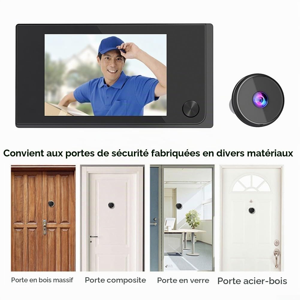 Judas de porte numérique, 720p HD avec vision de 120 degrés, écran intérieur de 3,5 pouces, caméra électronique pour la sécurité à la maison