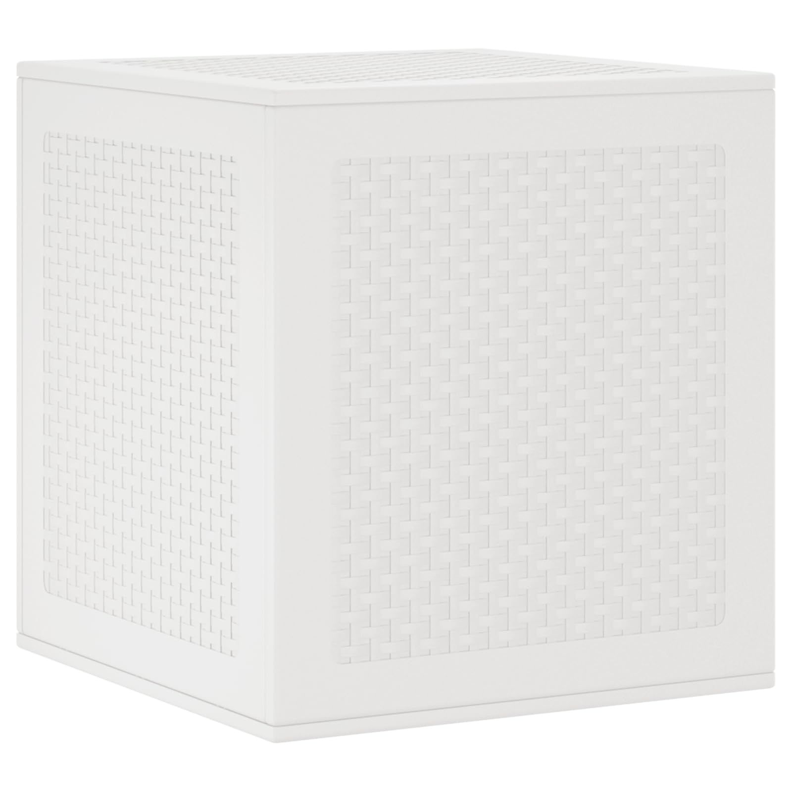 Weiße Gartentruhe aus PP Kunststoff 55x53x57 cm, Wetterfeste Aufbewahrungsbox für Terrasse Balkon Garten, Robuste Outdoor Lagerbox, UV-beständig und Wasserdicht, Einfache