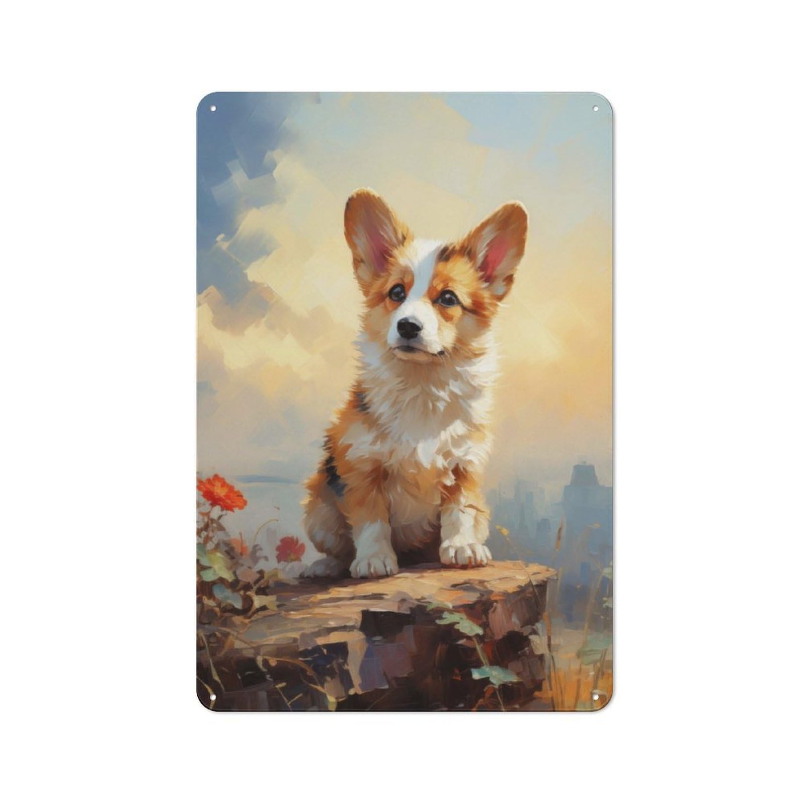 Junmoney Pembroke Welsh Corgi Tin Wall Plaque 30X20cm With For Café Or Home Bar, For Themed Room Decoration, For Living Room And Hallway Decor