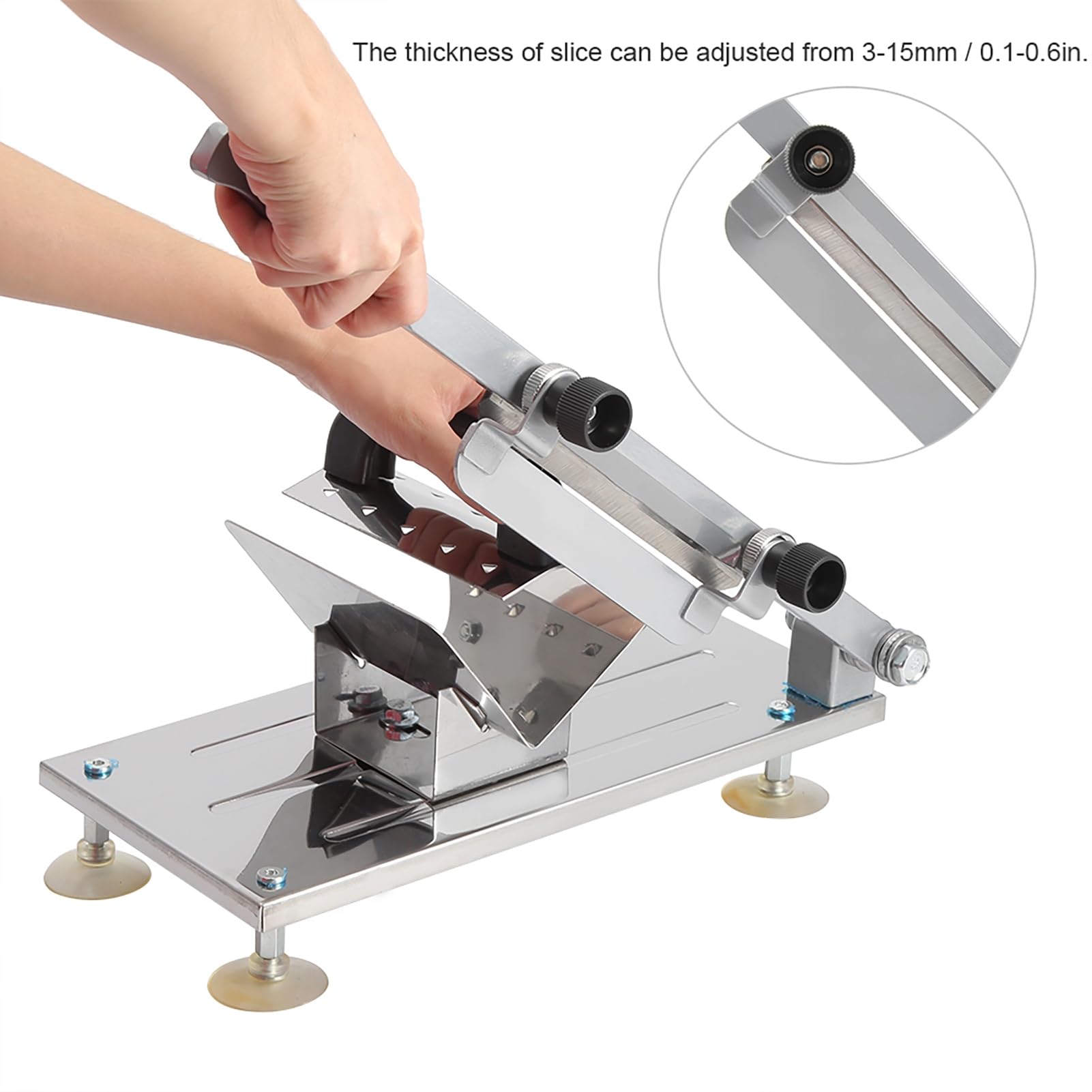 Manual Meat, Household Manual Beef and Mutton Commercial Upgraded Stainless Steel Cutter Electric Slicers Frozen Meat Multi Function Beef Mutton Roll Food Slicing Machine (#1)