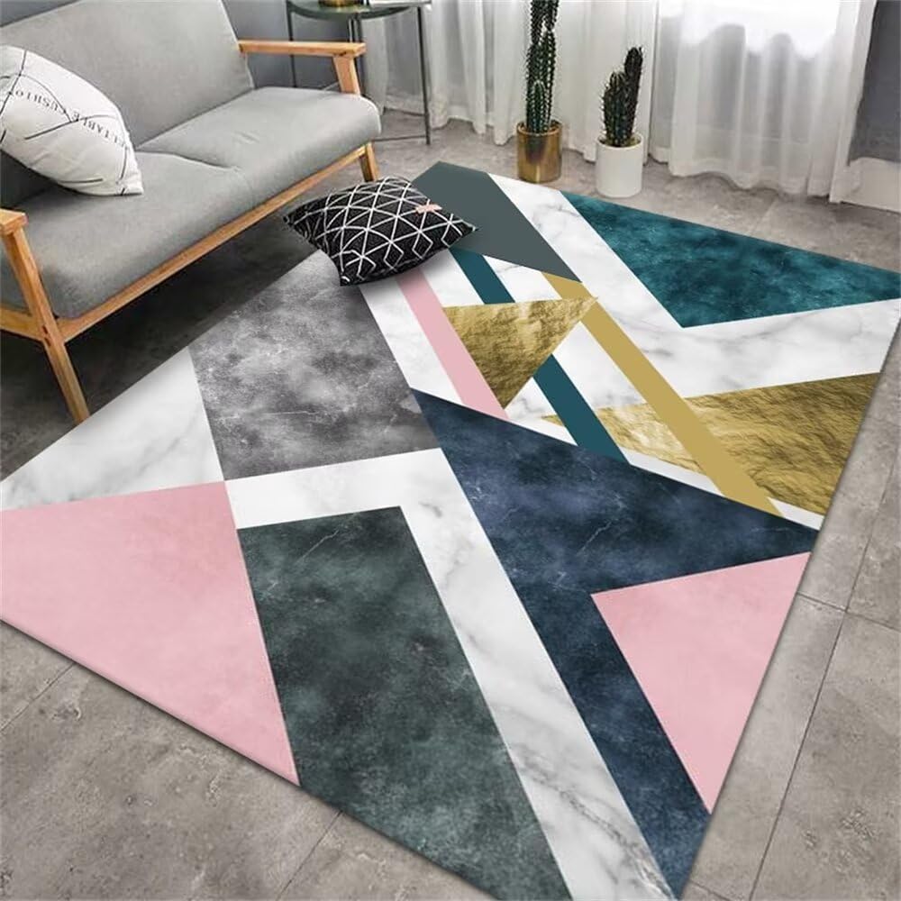 Tapis chambre enfant rose et vert pour créer un coin jeu dans un salon moderne