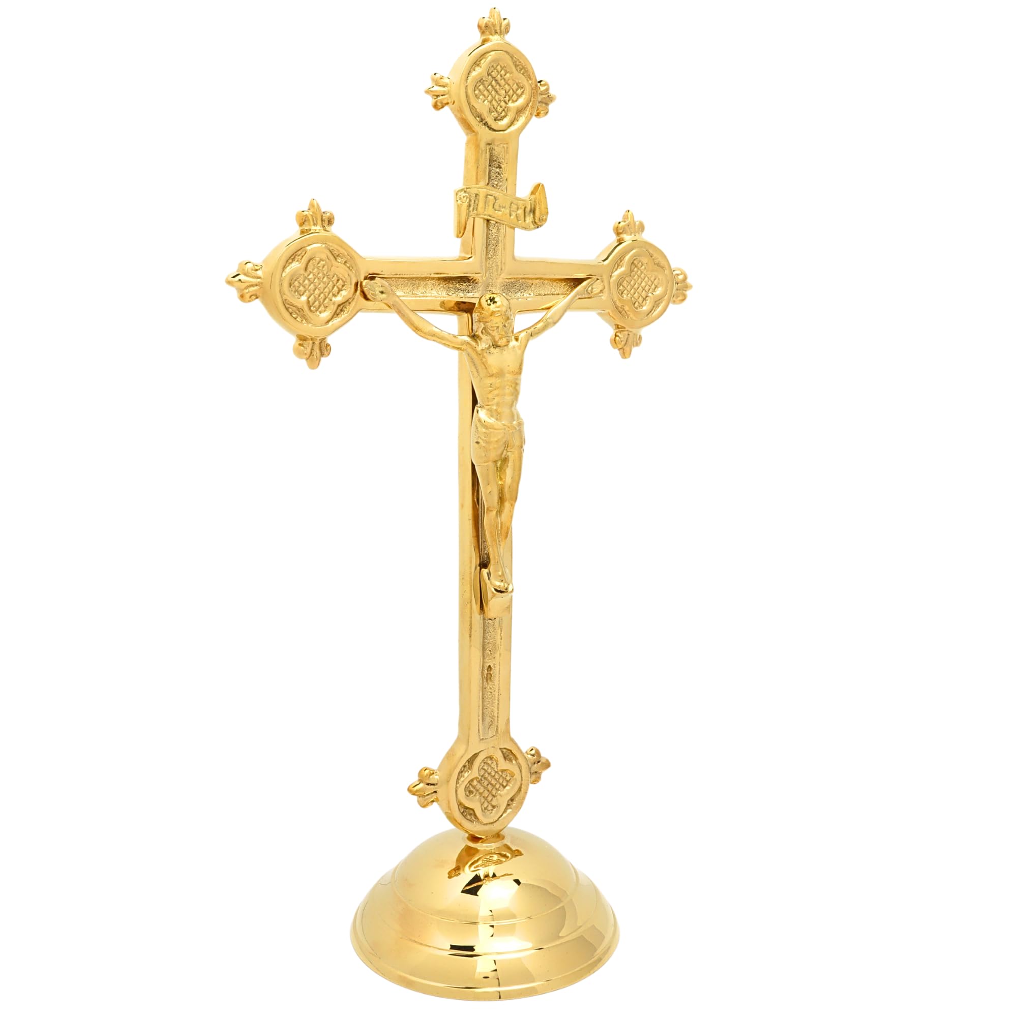 Needzo Crocifisso cattolico in ottone, croce religiosa per casa e chiesa, regalo per battesimo o cresima, 31 x 17 cm