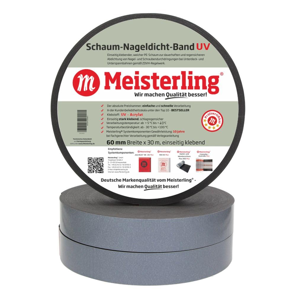 Nastro sigillante UV in schiuma, adesivo su un lato, rotolo da 30 metri, larghezza 60 mm (7)