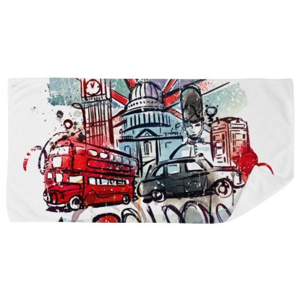 Gant de toilette aquarelle Londres au fini doux et absorbant 35x70cm