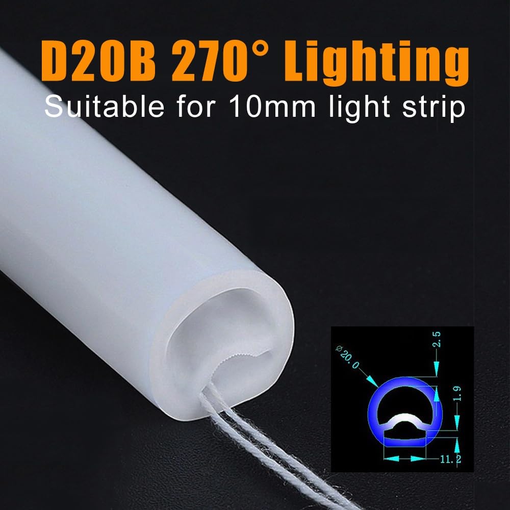 Zginana silikonowa rurka neonowa 1-5M - wodoodporna i trwała 1 szt(D20B 270 Degree Light-3.28FT)