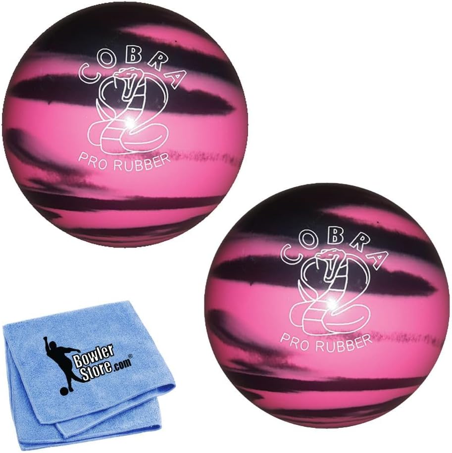 EPCO Duckpin Bowling Ball - Cobra Pro Rubber - Pink & Black (4 7/8 inch- 3lbs. 10oz.) - 2 Balls