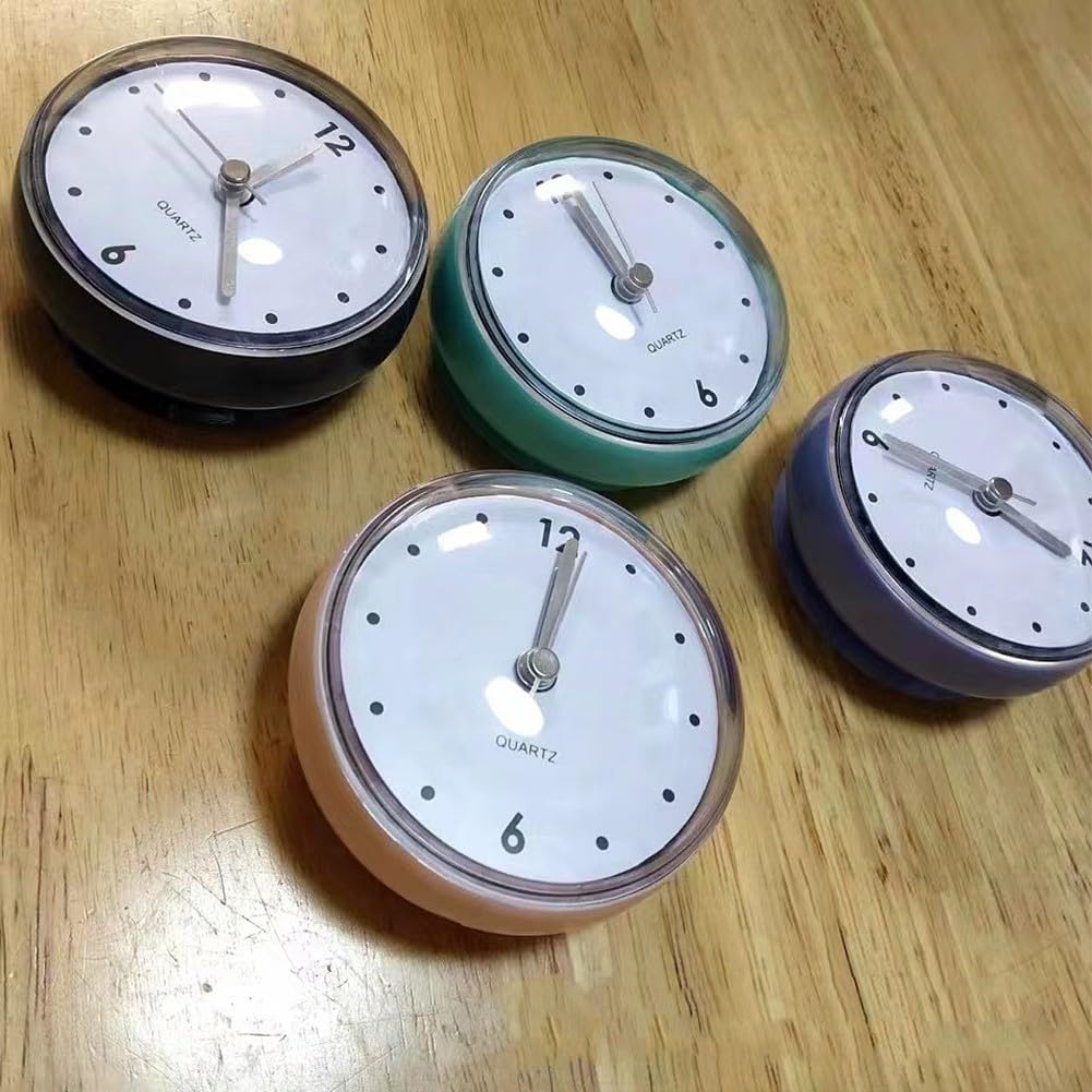 Reloj de pared silencioso de cuarzo con ventosa, 7,5 cm, impermeable, antivaho, pequeño reloj de espejo de baño para ducha, cocina, cocina, uso con soporte de ventosa y esfera para leer, hogar