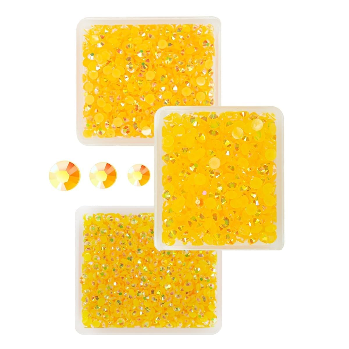 qiipii Orange Yellow AB Resin Rhinestones for Crafting 3mm 4mm 5mm Dark Yellow Flatback Jelly Stones Bulk SS10 SS16 SS20 Non-Hotfix Diamonds Gems for