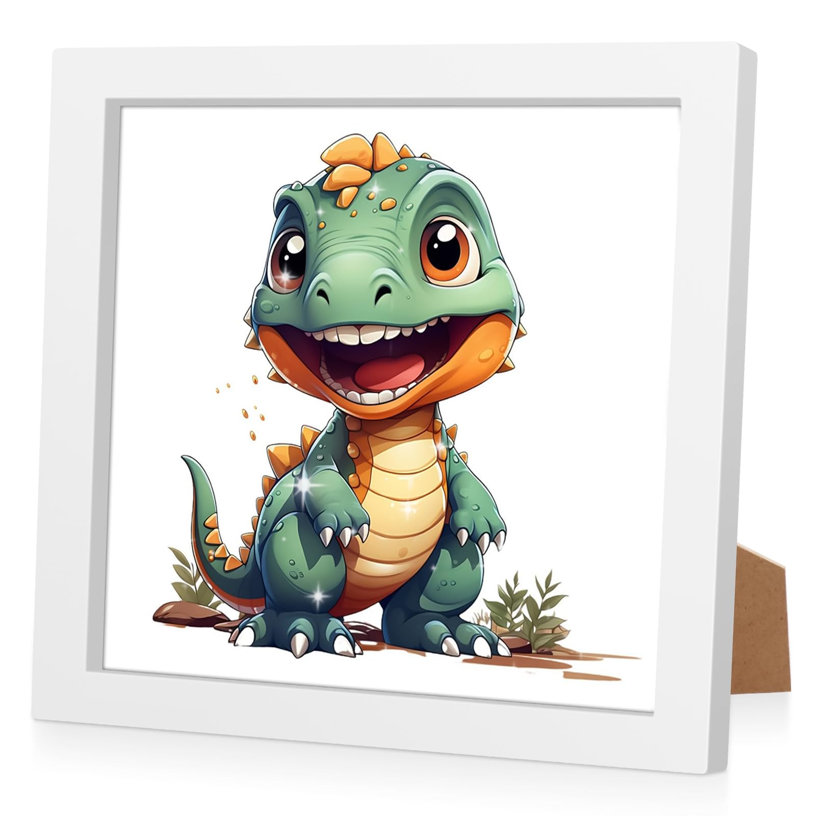 RICUVED Dinosaur Diamond Art Kits for Kids, Round Full Diamnd Painting Animal Kits with Frame Gem Art Crafts Kits, Easy Diamond Painting Crystal Art Kits for Girls Beginner 7x7 in