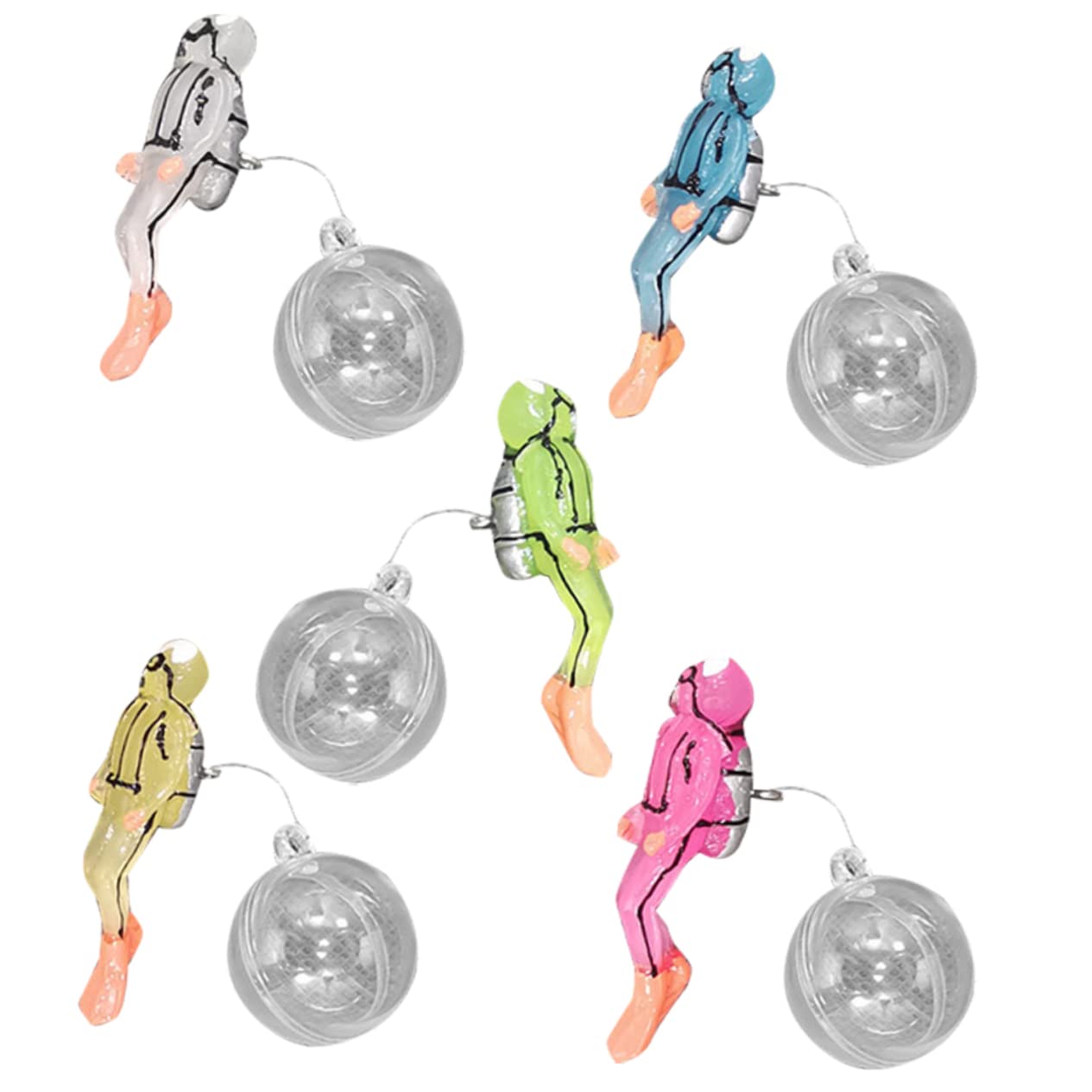 Zerodeko Lot de 15 Décorations Lumineuses pour Aquarium Petits Poissons LED Plongeurs Figurines Décoratives Paysage Simulé Décoration De Plongeur Statue Flottante en Plastique