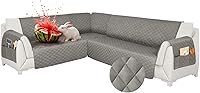 Vista 47 de Fundas para sofá modular, impermeables, 6 piezas, fundas de sofá en forma de L, lavables, antideslizantes, fundas para sofá seccional, suaves