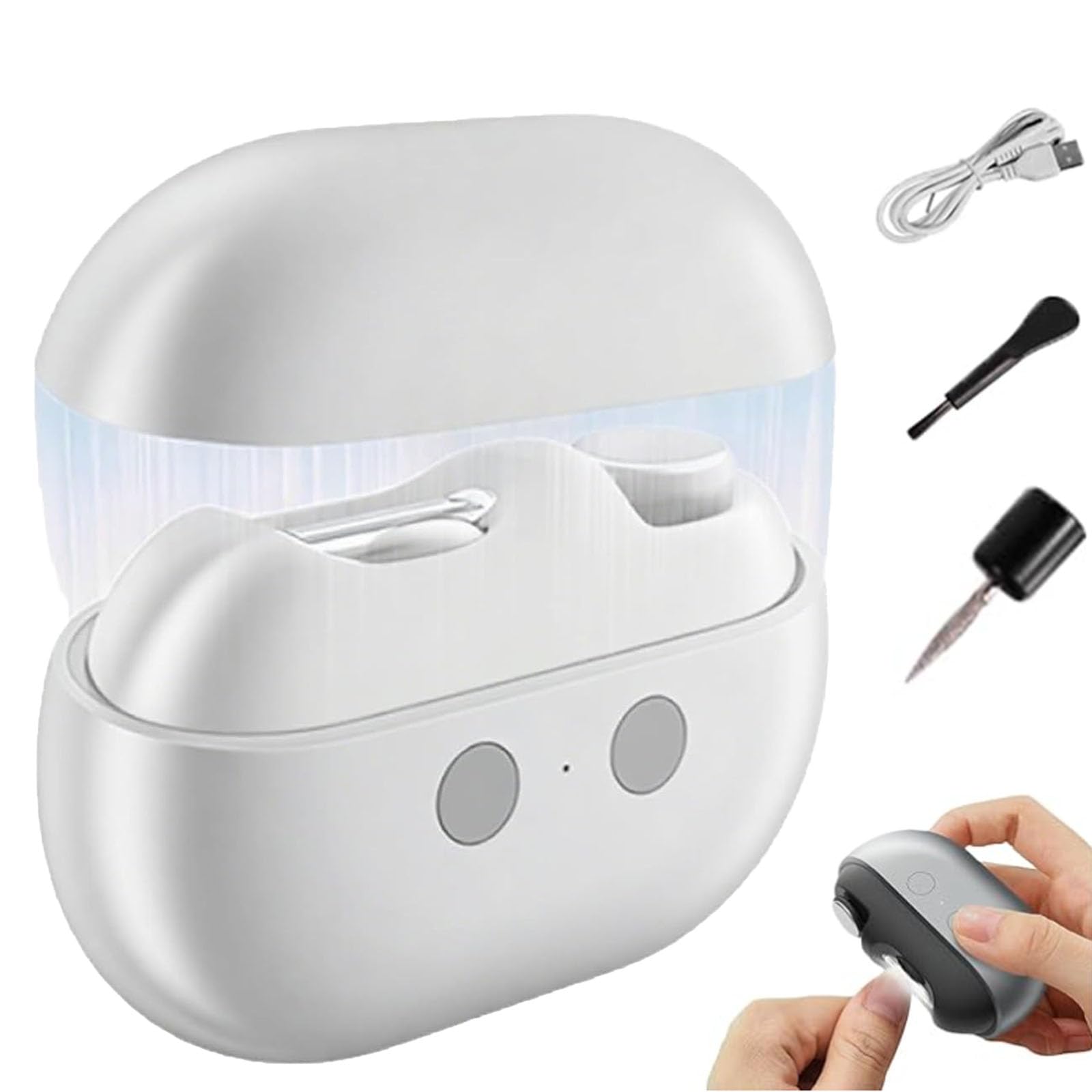 Pubyfun/Fanyil/Yosody/Vianys/Glosrity Easyclip Smart Nail Clipper, Electric Nail Clippers Polisher 2 in 1 Portable Fingernail Cutter with Light,USB Rechargeable Safety Trimmer for Kids Seniors(White)