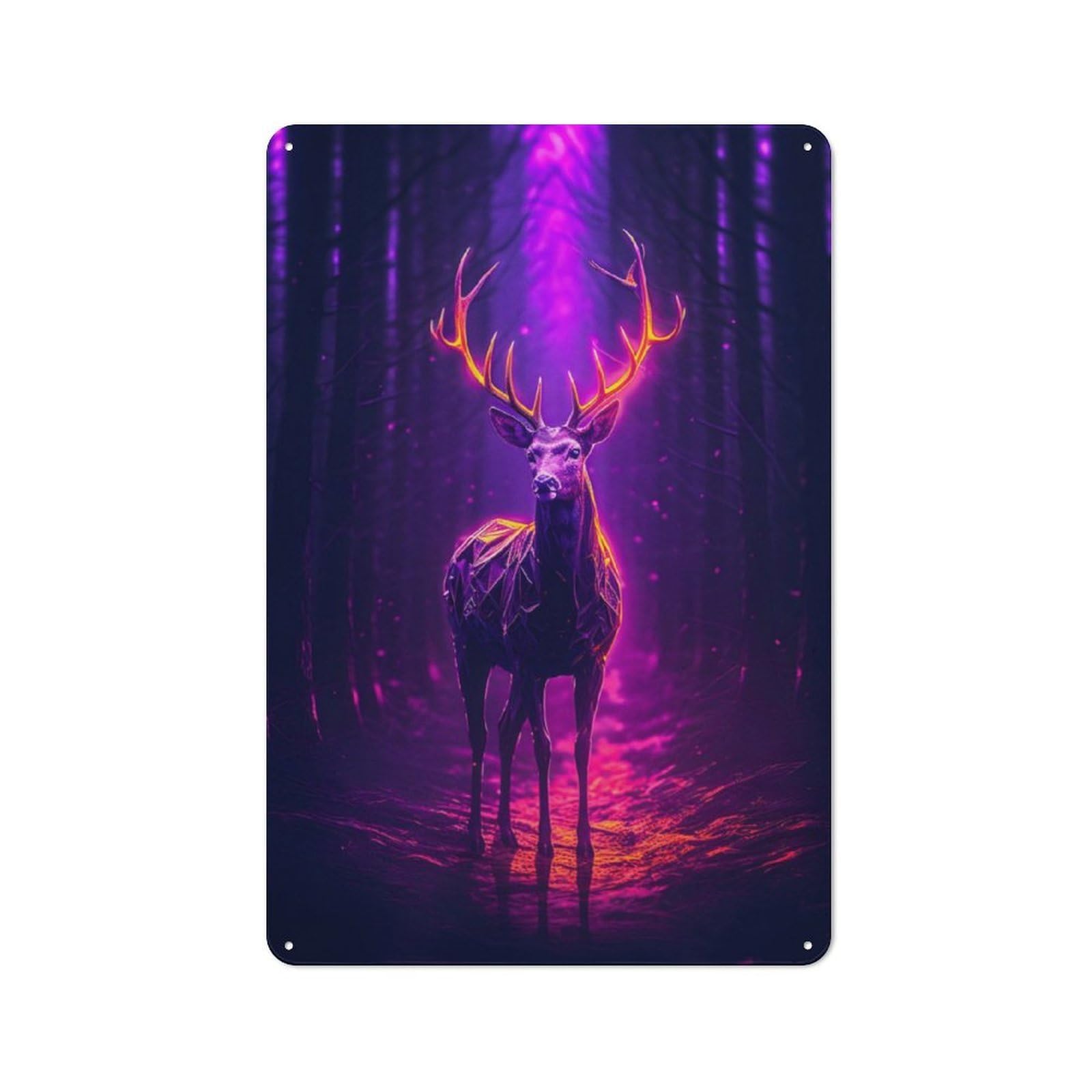 Deer Magenta Neon Vintage Metal Wall Decor 30x20cm, Tin Wall Sign for Restaurant, Kitchen, Counter Or Breakfast Nook