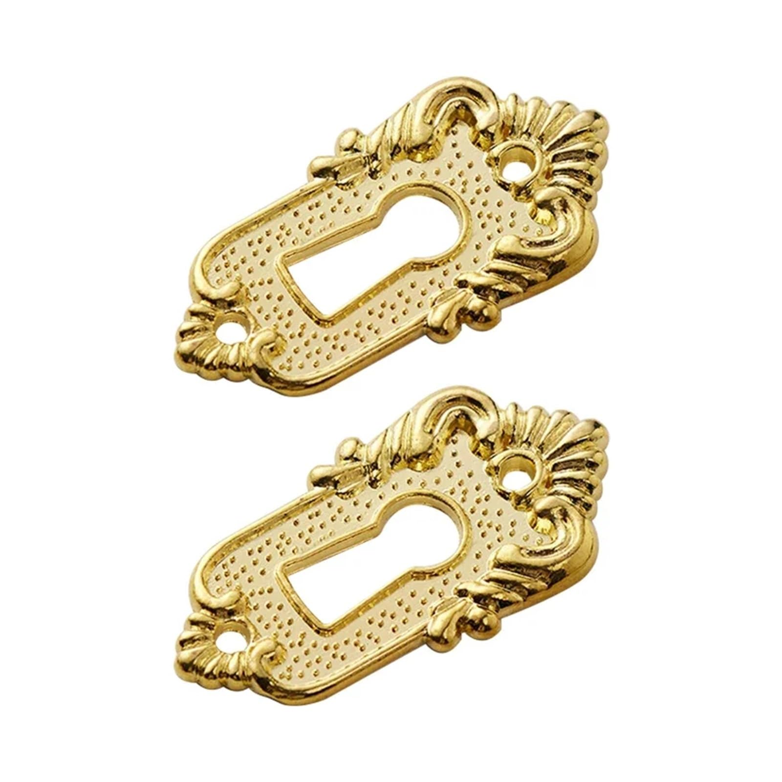 Usohjz Gold 2Pcs Vintage Keyhole Cover Drawer Key Escutcheon Piece Corner Stick Classic Decorative Code Lock Alloy 45X23mm(Gold)